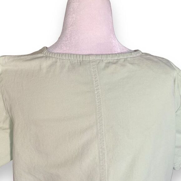 Vintage 90s Embroidered Dress Pistachio Green Pastel Pink Lightweight Denim - Picture 3 of 11